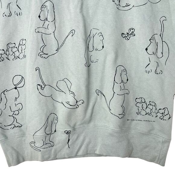 Vintage James Thurber Dog Art Fun Cartoon Sage Green Casual Sweatshirt - Picture 7 of 13